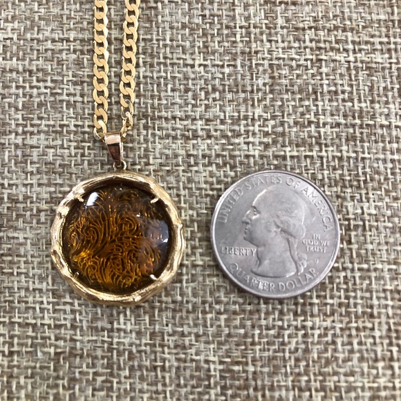14k solid gold (not plated) orange quartz pendant - Picture 3 of 5